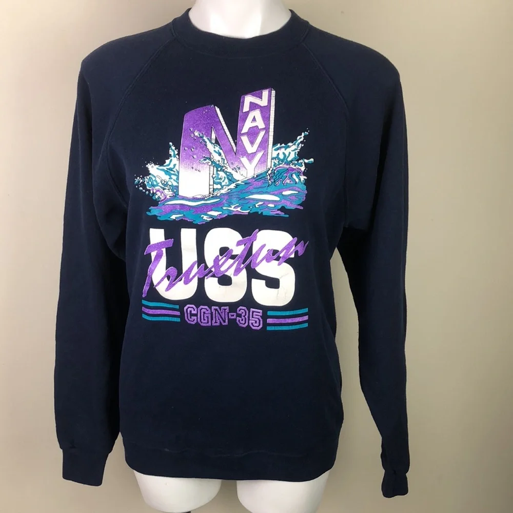 Vintage Navy Sweatshirt USS Truxtun CGN-35